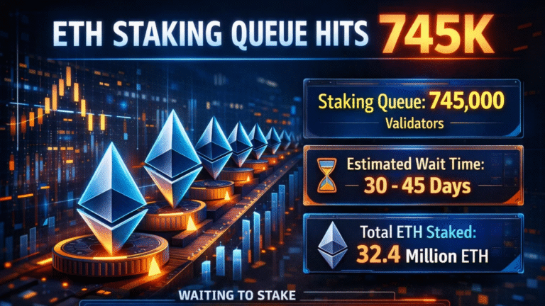 ETH Staking Queue Swells to 745,000 as Entry Line Doubles Exit Demand in 2025