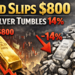 Gold Slips $800 From Record Highs While Silver Faces 14% Weekly Drop