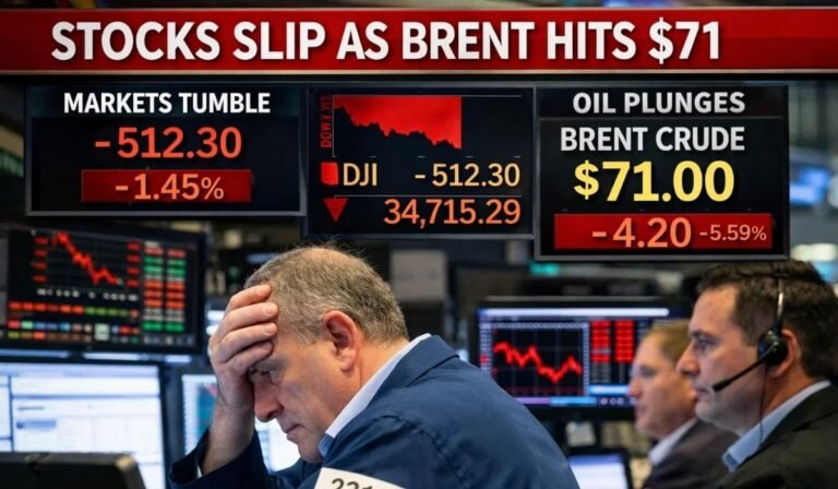 Stocks Slip 0.24% as Brent Hits $71.42 on Iran Risks