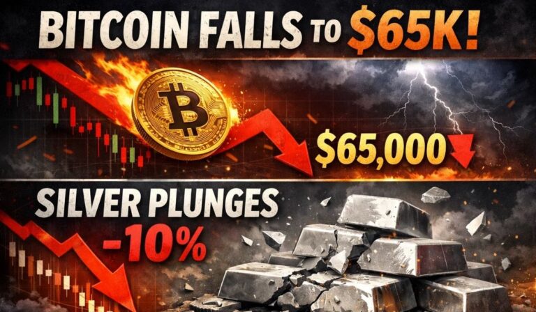 Bitcoin Drops 2% to $65K as Nasdaq Falls 2%, Silver Sinks 10%
