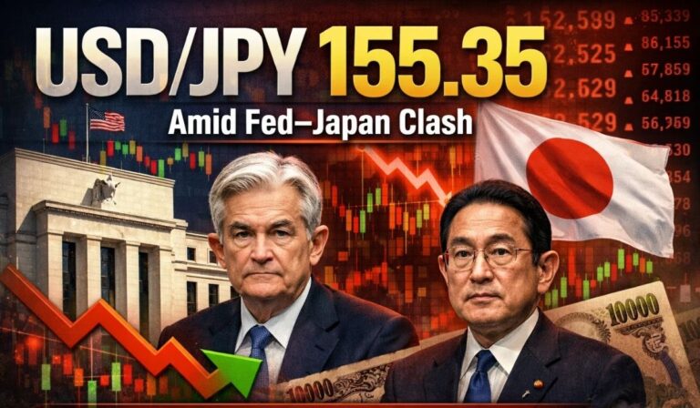 USD/JPY at 155.35 as 3 Fed Cuts Clash With Japan GDP Woes