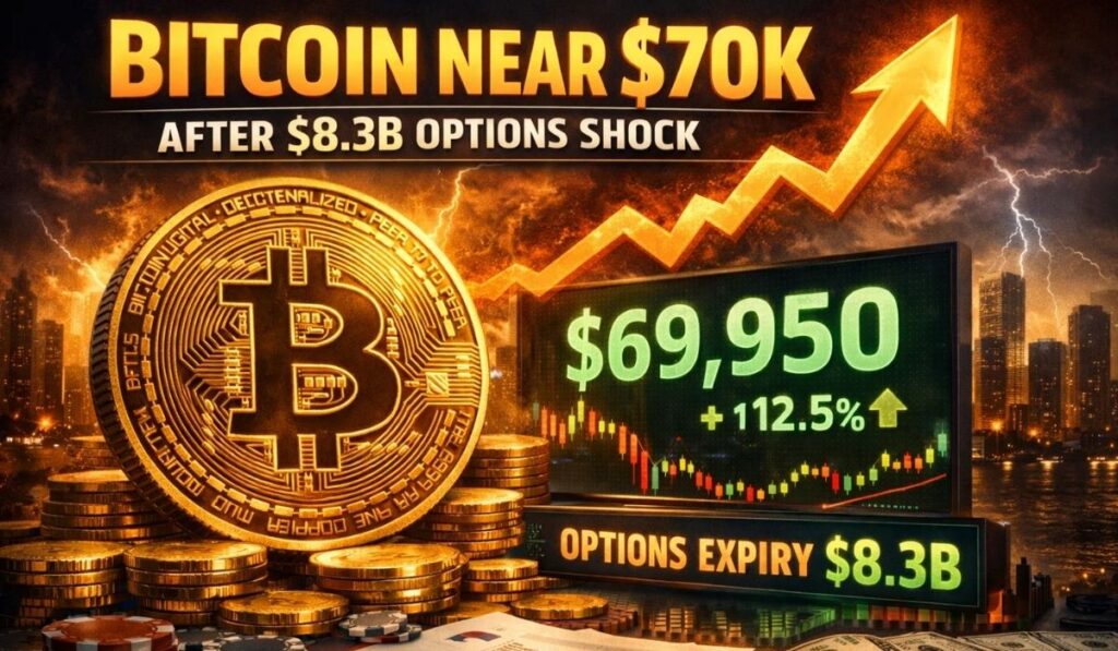 $8.3B Options Shock: Bitcoin Near $70K as Crypto Market Drops 1%