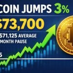Bitcoin Jumps 3% to $73,700, Breaks $71,125 Average After 2-Month Pause