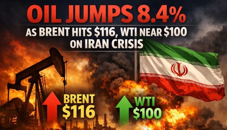 Oil Jumps 8.4% as Brent Hits $116, WTI Near $100 on Iran Crisis