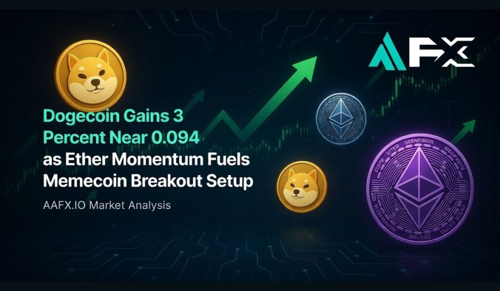 Dogecoin Gains 3 Percent Near 0.094 as Ether Momentum Fuels Memecoin Breakout Setup