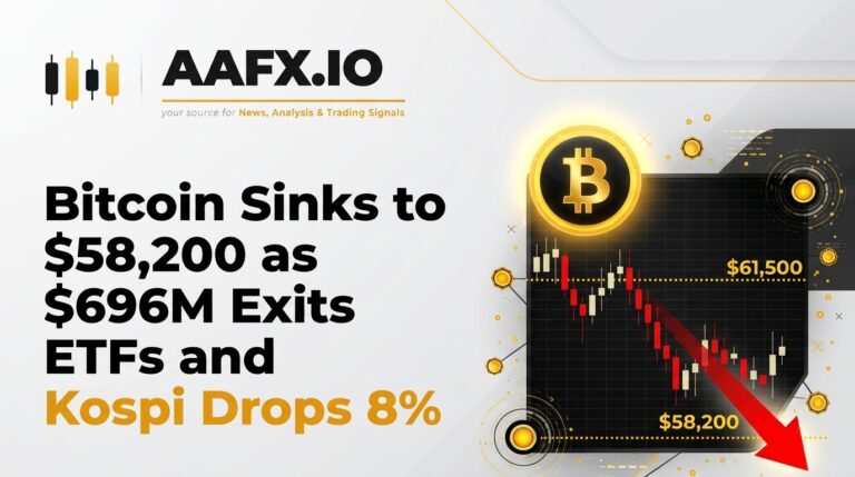 Bitcoin Sinks to $58,200 as $696M Exits ETFs and Kospi Drops 8%
