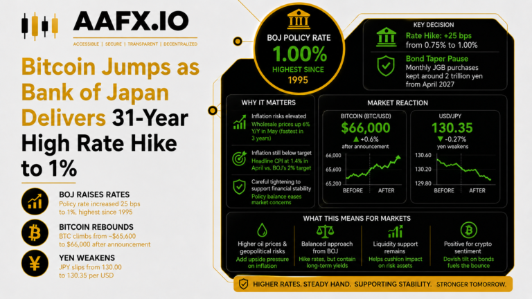 Bitcoin Jumps as Bank of Japan Delivers 31-Year High Rate Hike to 1%