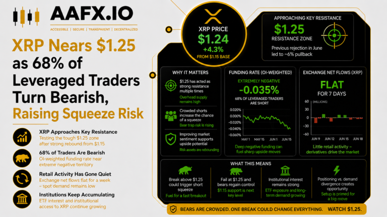 XRP Nears $1.25 as 68% of Leveraged Traders Turn Bearish, Raising Squeeze Risk