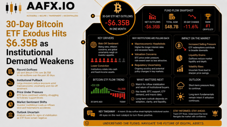 30-Day Bitcoin ETF Exodus Hits $6.35B as Institutional Demand Weakens