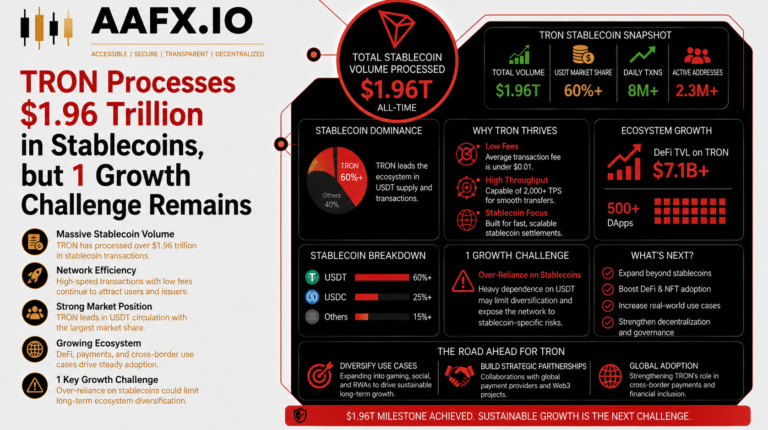 TRON Processes $1.96 Trillion in Stablecoins, but 1 Growth Challenge Remains
