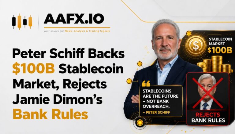 Peter Schiff Backs $100B Stablecoin Market, Rejects Jamie Dimon’s Bank Rules