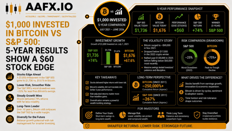 $1,000 Invested in Bitcoin vs S&P 500: 5-Year Results Show a $60 Stock Edge