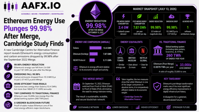 Ethereum Energy Use Plunges 99.98% After Merge, Cambridge Study Finds
