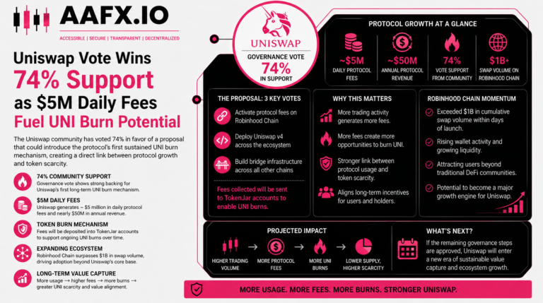 Uniswap Vote Wins 74% Support as $5M Daily Fees Fuel UNI Burn Potential