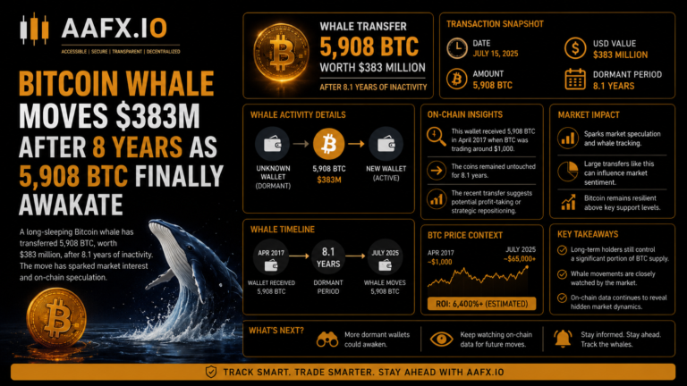 Bitcoin Whale Moves $383M After 8 Years as 5,908 BTC Finally Awakate