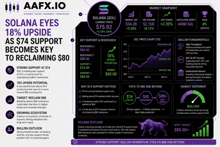Solana Eyes 18% Upside as $74 Support Becomes Key to Reclaiming $80