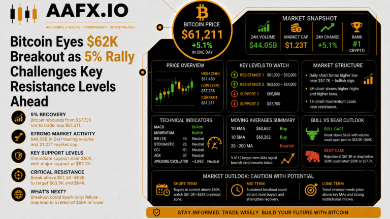 Bitcoin Eyes $62K Breakout as 5% Rally Challenges Key Resistance Levels Ahead