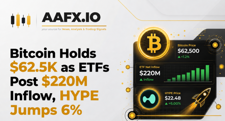 Bitcoin Holds $62.5K as ETFs Post $220M Inflow, HYPE Jumps 6%