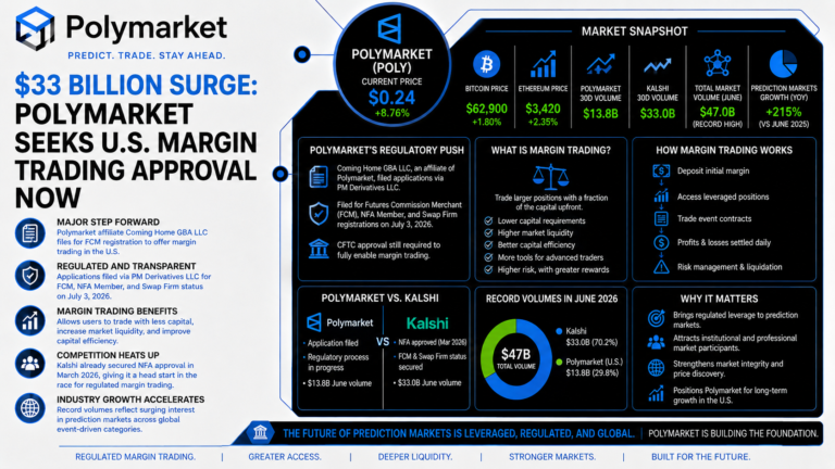 $33 Billion Surge: Polymarket Seeks U.S. Margin Trading Approval Now