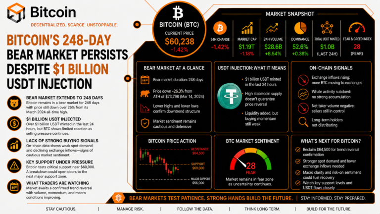 Bitcoin’s 248-Day Bear Market Persists Despite $1 Billion USDT Injection