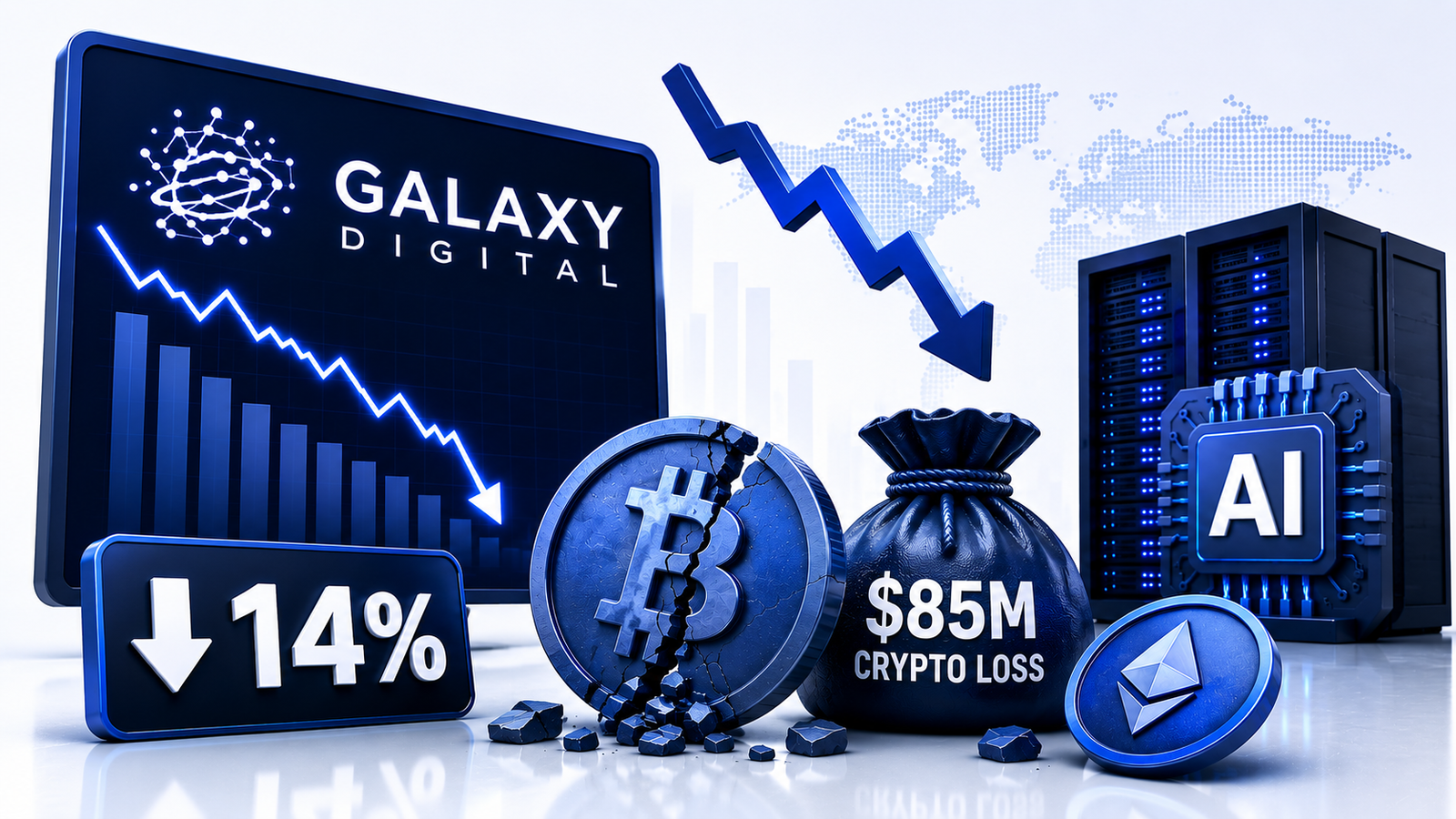 Galaxy Digital Sinks 14% as $85M Crypto Loss Overshadows AI
