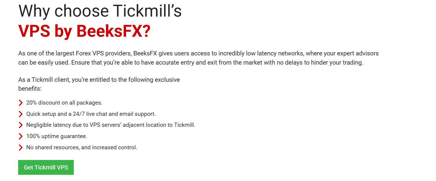 Tickmill VPS by BeeksFX for low-latency forex trading